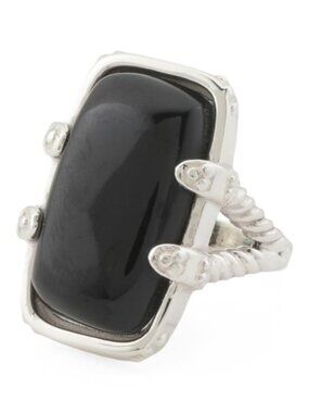 SEED & SAGE Made In Mexico Sterling Silver Onyx Textured Ring